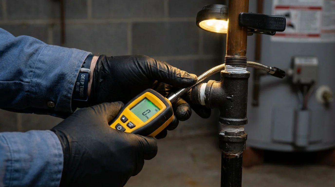 Gas leak detection with electronic sniffer by Johns Plumbing LLC in Mountainside